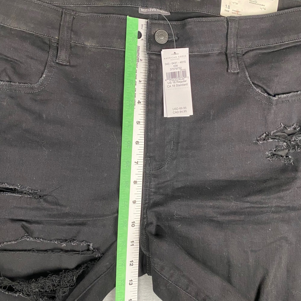 American Eagle Dream Stretch Distressed Destroyed Black Jegging Womens 18 NEW - Picture 14 of 16